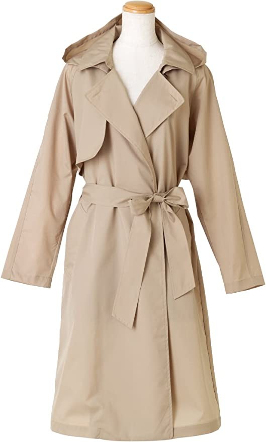 because(ビコーズ) ガウントレンチレインコート all 2 colors ベージュフリーサイズはっWater processing storage bag きフード detachable BE-77002